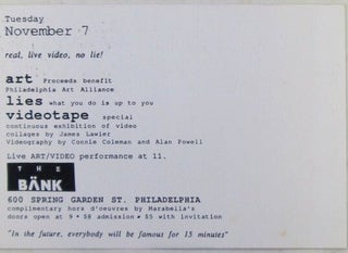 Art Sex Lies and Videotape Continuous Exhibition of Video Collages Invitation Postcard