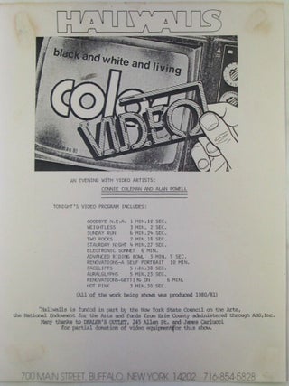 Item #022007 Hallwalls. An Evening With Video Artists: Connie Coleman and Alan Powell Event Flyer