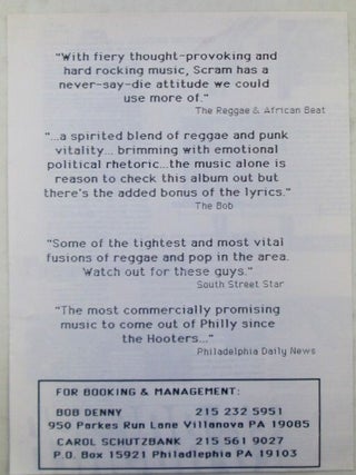 Scram Appearing Tuesday July 19 With Schoolly D and Code Money at the Limelight Club in N.Y.C. Promotional Handbill