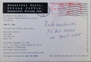 The Orient Espresso Word Slam. The Queer N'Asian Writers Series Promotional Postcard