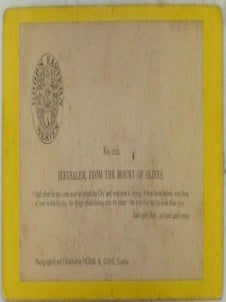 Jerusalem, From the Mount of Olives. Stereographic, Stereoscope, Stereoview Photograph