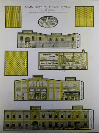 Main Street, Teeny Town; Another Corner of Teeny Town; More Buildings in Teeny Town. Three paper cut out sheets. Disbound from McCall's 1921 Issues.