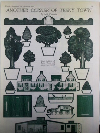 Main Street, Teeny Town; Another Corner of Teeny Town; More Buildings in Teeny Town. Three paper cut out sheets. Disbound from McCall's 1921 Issues.