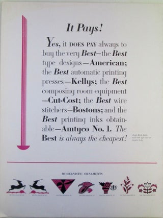 Advance Showing of Six New Type Faces for Vigorous, Zestful Modern Typography. An Advance Showing of the Louvaine Types. American Type Founders Company Promotional trade catalog/booklet.