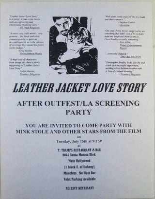 Item #022511 Leather Jacket Love Story After Outfest/LA Screening Party Invitation Flyer. LGBTQ