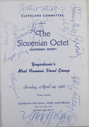 Item #022516 Cleveland Committee Presents the Slovenian Octet (Slovenski Oktet) Yugoslavia's Most...