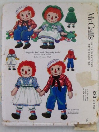 Item #022559 Raggedy Ann and Raggedy Andy 19 Inch Doll Sewing Pattern. McCall's Printed Pattern...