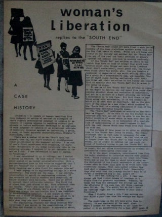 Item #022565 Woman's Liberation Replies to the "South End." Women's Liberation Feminism, National...