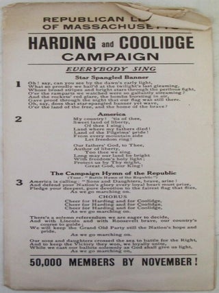Item #022587 Harding and Coolidge Campaign. Everybody Sing Promotional Campaign Pamphlet