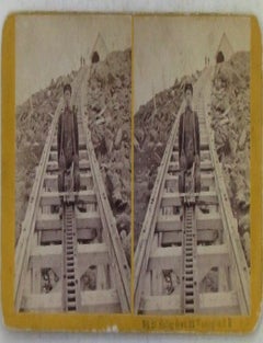Item #022603 Sliding Down Mt. Washington R.R., (Railroad, New Hampshire) No. 21. Stereographic, Stereoscope, Stereoview Photograph