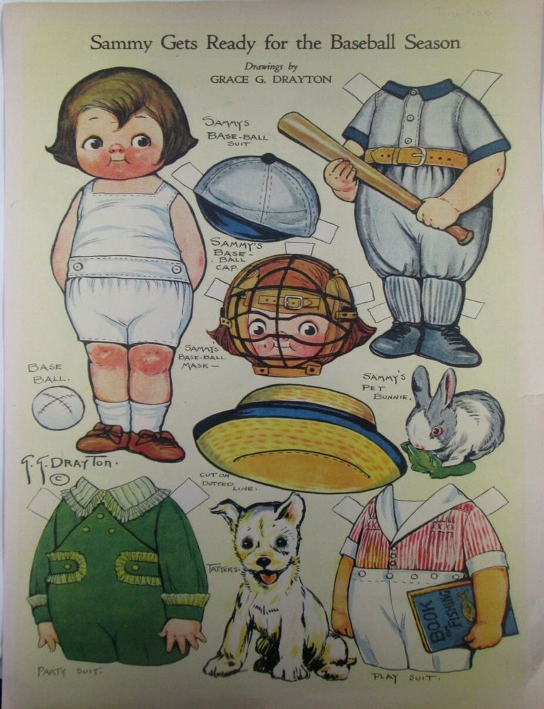Item #022610 Sammy Gets Ready for the Baseball Season Paper Dolls. June, 1920. Grace G. Drayton, artist.