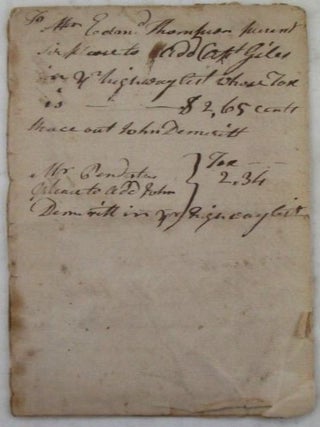 State Highway List for 1806 to 1814 (Handwritten). Durham, New Hampshire, Lt. Robert Burnham, Surveyor and Toll Collector