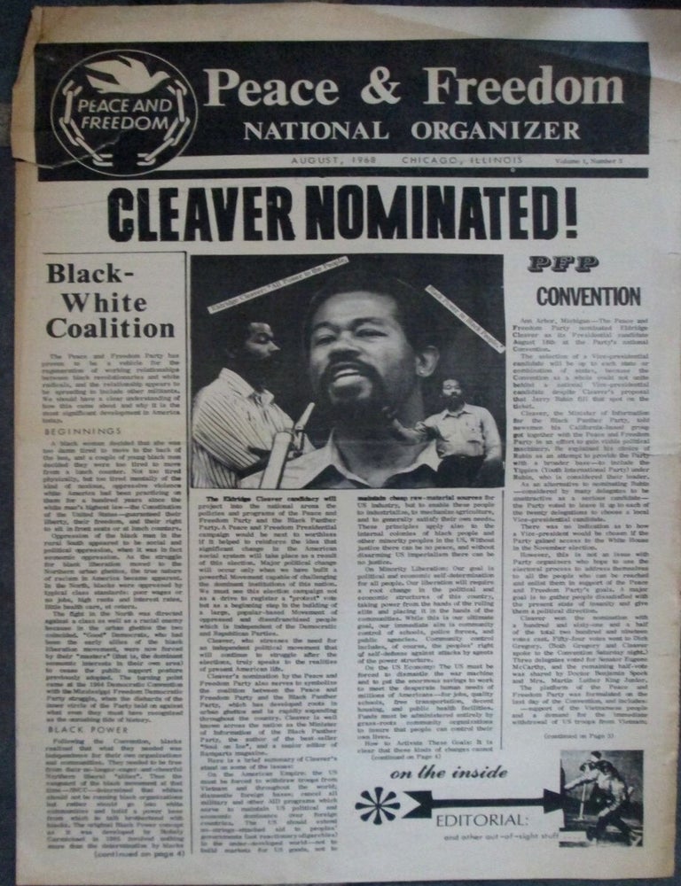 Item #022623 Peace and Freedom National Organizer. August, 1968. Volume 1, Number 3. authors.
