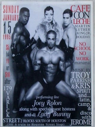 Joey Rolon Performing Live at Caf? Con Leche. Sunday, January 15, 1995. Event Handbill. Transgender Drag.