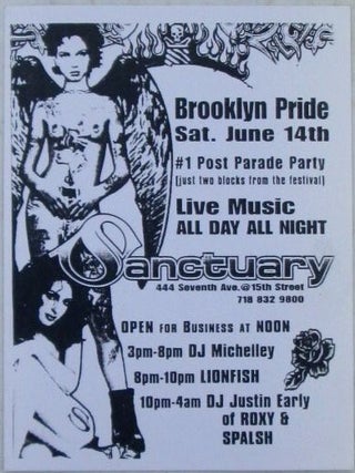 Brooklyn Pride Event Handbill for an LGBTQ+ Event at the Spectrum and Sanctuary. Sat. June 14th