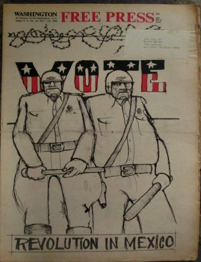 Item #022716 Washington Free Press. Nov. 1-15, 1968. Vol. 2 No. 43. Experimental Theater, Julian Beck, Authors.