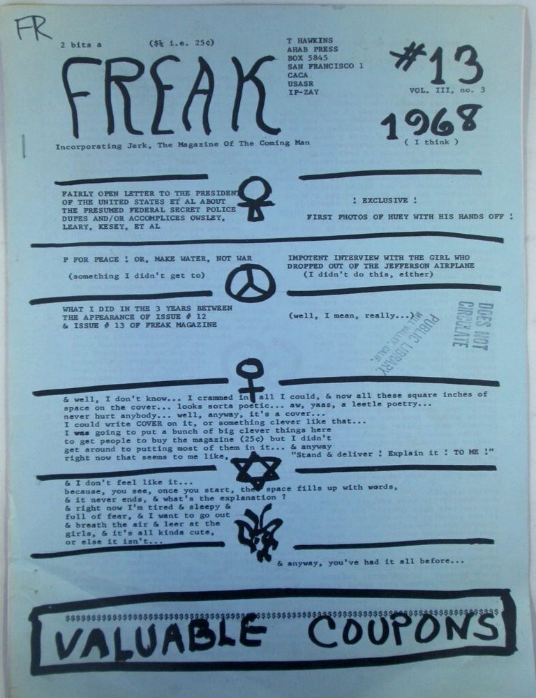 Item #022733 Freak #13. Vol. III No. 3. 1968. Tom Hawkins.