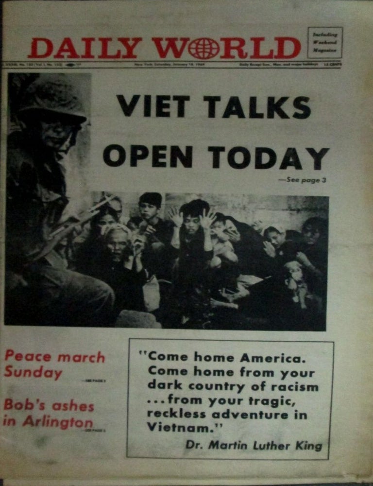Item #022734 Daily World. Saturday, January 18, 1969. Socialism Black Power, Richard Hatcher.