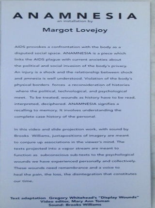 Anamnesia. An Installation Exhibition Handbill