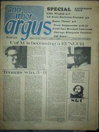 Item #022776 Ann Arbor Argus. Vol. 1, No. 3. March 13-27, 1969. John Sinclair, Joni Mitchell