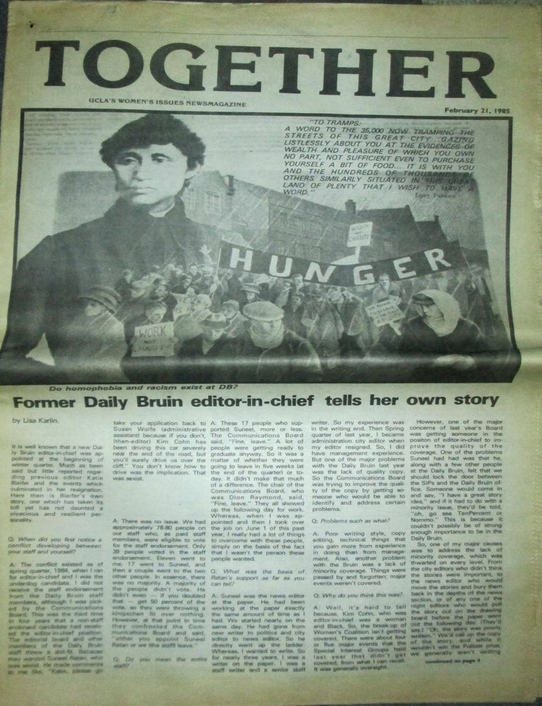 Item #022785 Together. UCLA's Women's Issues Newsmagazine. February 21, 1985. Feminism Women's Issues, Authors.