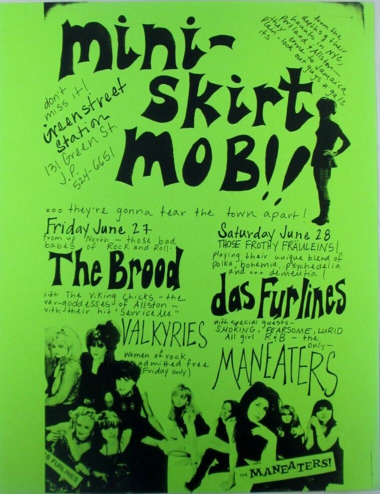 Item #022798 Mini-Skirt Mob!! The Brood, Valkyries, das Furlines Maneaters at Green Street Station Concert Flyer.