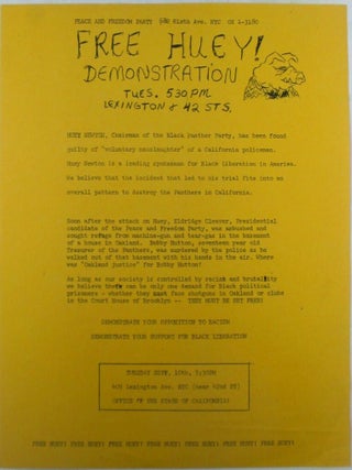 Free Huey! Demonstration. Tues. 530 pm Event Flyer. Peace and Freedom Black Panthers.