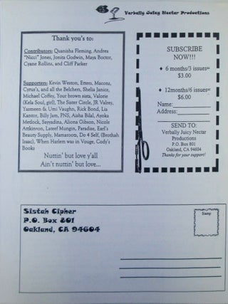 Sistah Cipher. March/April 1999. Volume 1, Issue 2.
