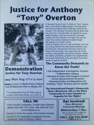 Justice for Anthony "Tony" Overton. Police Violence Against African Americans Awareness...