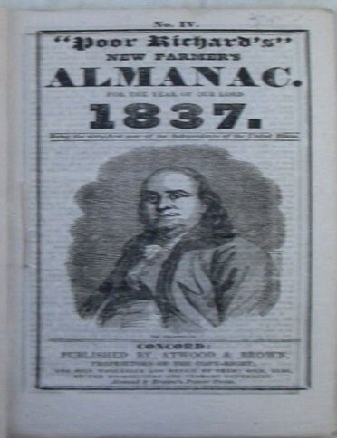 Item #022864 "Poor Richard's" New Farmer's Almanac. For the Year of Our Lord 1837. Given.