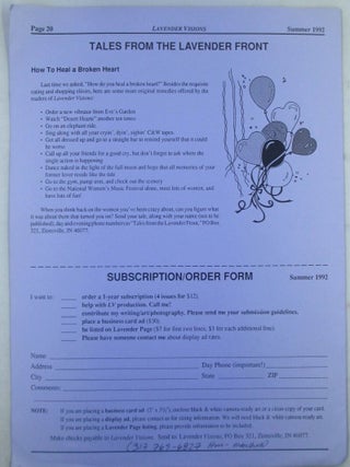 Lavender Visions. Summer 1992. Volume IV, Number 2.