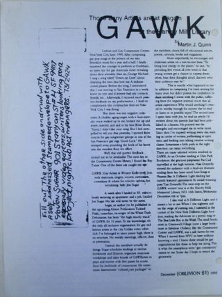 GAWK (Gay Artists and Writers Kollective) Questionnaire and Information